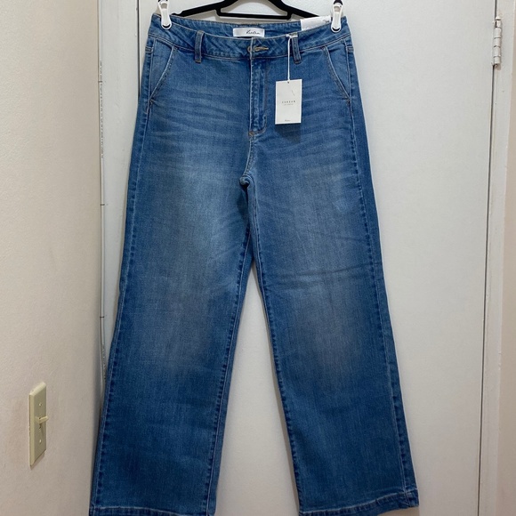 NWT Kancan Medium Wash High Rise Wide Leg Trouser Denim Size 29 - Picture 3 of 10